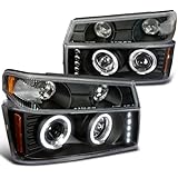Chevy Colorado GMC Canyon Black Halo Led Projector Headlights, Corner lights