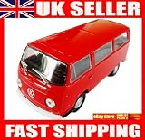 Welly Die Cast Model 1972 Volkswagen Type 2 Bus Camper van Red 11cm long