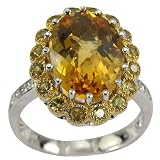 Platinum Antique Citrine Sapphire and Diamond Ring