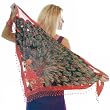 Burnout Velvet Red Peackock Scarf
