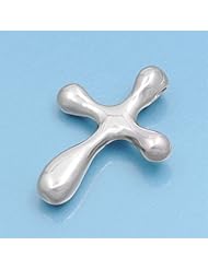 Sterling Silver Artistic Budded Cross Pendant High Polished Charm 925 New 20mm with 1mm Box Chain