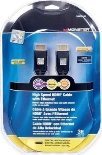 140053-00 Monster Just Hook It Up HDMI Cable with Ethernet, 4K &amp; 3D ~ 3 Foot