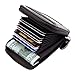 DEEZOMO RFID Blocking Genuine Leather Mini Credit Card Case Organizer Compact Wallet with ID Window - Coffee