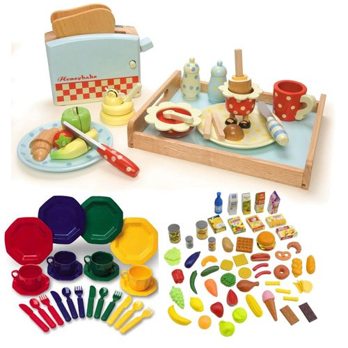 Le Toy Van Honeybake Breakfast Set with Learning Resources Pretend and Play Dish Set and 52 Piece Play Food