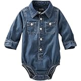 オシュコシュ OSHKOSH/ 2ポケットデニムボディスーツ ブルー ロンパース長袖 18ヶ月【並行輸入】