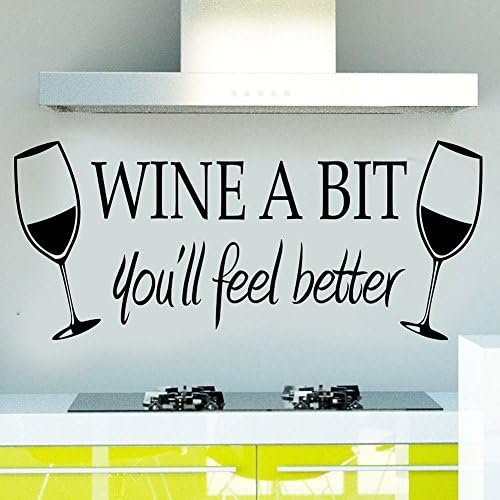 Hamuty 55 * 18 cm WINE A BIT YOU'LL FEEL BETTER Art Wall Stickers for Dinning Room Decor