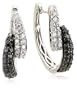 Sterling Silver 3/4 cttw Black and White Diamond Twist Hoop Earrings