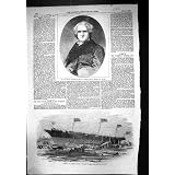 1856 人のアメリカ人の大臣ダラスの進水 H.m。 用心深い発送の小型砲艦の船