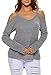 Dokotoo Womens Ladies Casual Winter Fall Off Open Shoulder Long Sleeve Loose Sweater Pullover Knitting Top Blouse Medium Grey