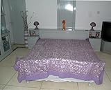 Home Decorative Bedspread Bed Sheet with Floral Silk Embroidery & Mirrors W ....
