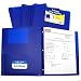 C-Line Two-Pocket Heavyweight Poly Portfolio with Prongs, For Letter Size Papers, Includes Business Card Slot, 1 Case of 25 Portfolios, Blue (33965)