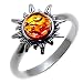 Certified Genuine Honey Amber and Sterling Silver Flaming Sun Ring