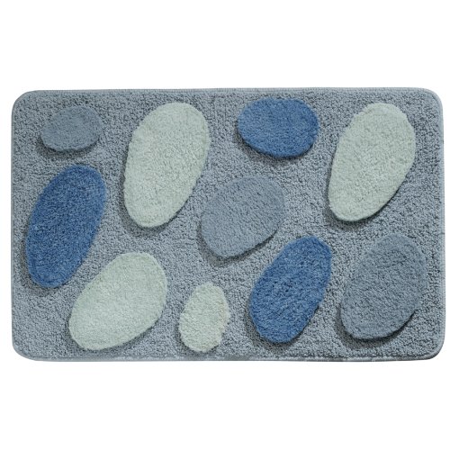 InterDesign Microfiber Pebblz Bathroom Shower Accent Rug, 34 x 21, Blue