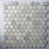 White Marble Hexagon 1x1 POLISHED Mosaic Tiles on 12x12 Sheet for Backsplash, Shower Walls, Bathroom Floors