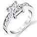 1.25 Carat Princess Cut Sterling Silver Cubic Zirconia Engagement Ring Band Sizes 5 to 9
