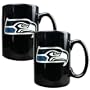 NFL Seattle Seahawks Two Piece Black Ceramic Mug Set - Primary Logo