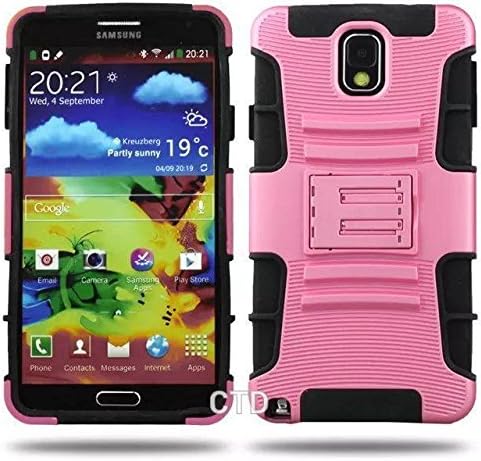Military Grade Pink Note 4 Case By S And S Accessories(TM) **NEW** [Ultra Hybrid 2 in 1 Armor Series] Shockproof (Dustproof) Air Cushion Technology Case with Kickstand