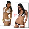 Doppelpack!!! Hei�er Push Up Triangel - Bikini in schwarz - weiss - leo und edler Push Up Triangel - Bikini in wei� - gold ( 651 Stella )