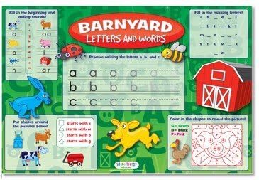 Barnyard Letters & Words (Write & Wipe Activity Mat)