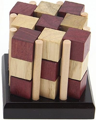 3D Wood Brain Teaser Kongming Lock Jigsaw Puzzle Educational Toy for Kids and Adult, Column Blocks