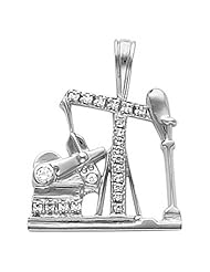 14K White Gold Diamond Pumping Oil Well Pendant - 0.33 Ct. -- LIFETIME WARRANTY