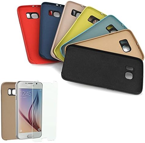 Samsung Galaxy S6 Case , Premium Ultra-thin Soft Shell Cover Case + Tempered Glass Screen Protector ,Kaki