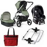 UPPAbaby CLNWDPV Vista Stroller With Peg Perego Primo Viaggio Car Seat in Carlin Green and Free Fashionable Diaper Bag Best Buy