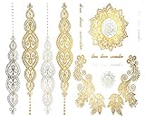 Premium Metallic Tattoos - 75+ Gold, Silver, Black & Turquoise Shimmer Designs. Temporary Fake Jewelry Tattoos - Bracelets, Feathers, Wrist & Arm Bands, & More by Terra Tattoos (Chloe)