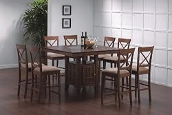 9pcCounterHeightDiningTablew/LazySusanand8CroosBackStoolsSet