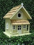 Fully Functional Yellow Rustic English Cottage Outdoor Garden Birdhouse