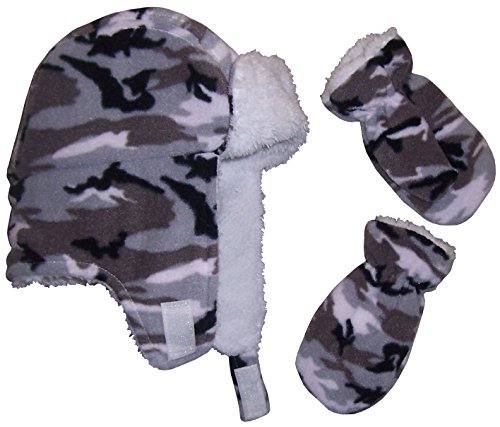 N'Ice Caps Toddler and Baby Soft Sherpa Lined Camo Trooper Hat And Mittens