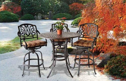 Elizabeth Cast Aluminum Powder Coated 5pc Bar Table Set - Antique Bronze