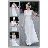 IMAGE OF Flirty V Neck Chiffon Criss Cross Back Evening Gown, Wedding Dress, Bridal Gown, 30904 M