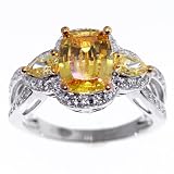 SAVE 72% Cushion & Pear Diamond Cut Signity  Stone Canary Cubic Zirconia in Sterling Silver with Yellow Gold Ring with Vermeil accents by Designer Michael Valitutti - OVERSTOCK Clearance Sale!