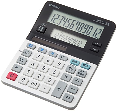 カシオ ツイン液晶電卓 ミニジャストタイプ MV-220W-N