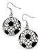 Silvertone Crystal Soccer Ball Dangle Earrings title=