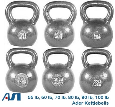 Ader Kettlebell set with DVD, 6pc Set: 55, 60, 70, 80, 90, 100Lbs