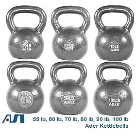 Ader Kettlebell set with DVD, 6pc Set: 55, 60, 70, 80, 90, 100Lbs