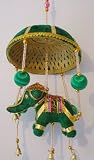 Canopied Elephant Ceiling Hang in Green Velvet; from India - Spiritual Gifts. Usually dispatched within 2 working days.