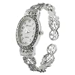 Geneva Platinum Marcasite Oval Face Women's Watch