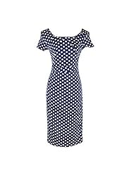Short Sleeves Polyester Polka Dot Print Spring Summer  Dress