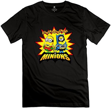 ZBQ Men's Banana Minions Batman Cotton T-Shirt Black L