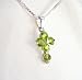 Birthstone August Peridot Green Crystal Hearts Sterling Cross Necklace, 16"