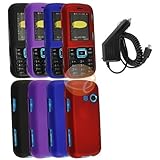 4 Color Rubber Hard Case+DC Charger For LG Cosmos VN250