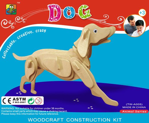 51JnGFc2zuL Woodcraft Construction Kit 3D Puzzle: Dog