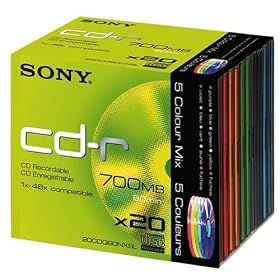 Sony 20CDQ80NXSL 20-Pack 80min/700Mb Recordable CD (Colour Mix)