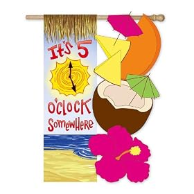Evergreen It's 5 O'Clock Somewhere Garden Flag 12.5" X 18"