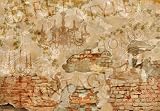 Fototapete Vintage Wall - Gr&ouml;&szlig;e 368 x 254 cm, 8-teilig - Steinwand Retro Ornamente Backsteine