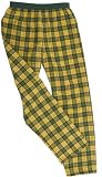 Adult Flannel Pants Elastic Waist No Fly Green and Gold Plaid