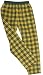 Adult Flannel Pants Elastic Waist No Fly Green and Gold Plaid